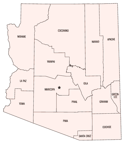 Map of Arizona Counties